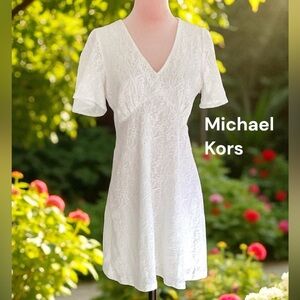 NWT Michael Kors Elegant White Lace Eyelet mini dress Medium
